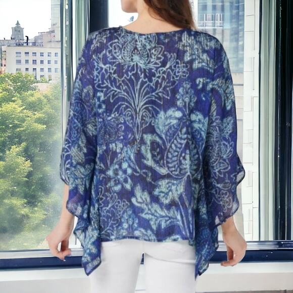 Bob Mackie Wearable Art butterfly metallic stripe brocade printed blouse size M - Picture 9 of 10